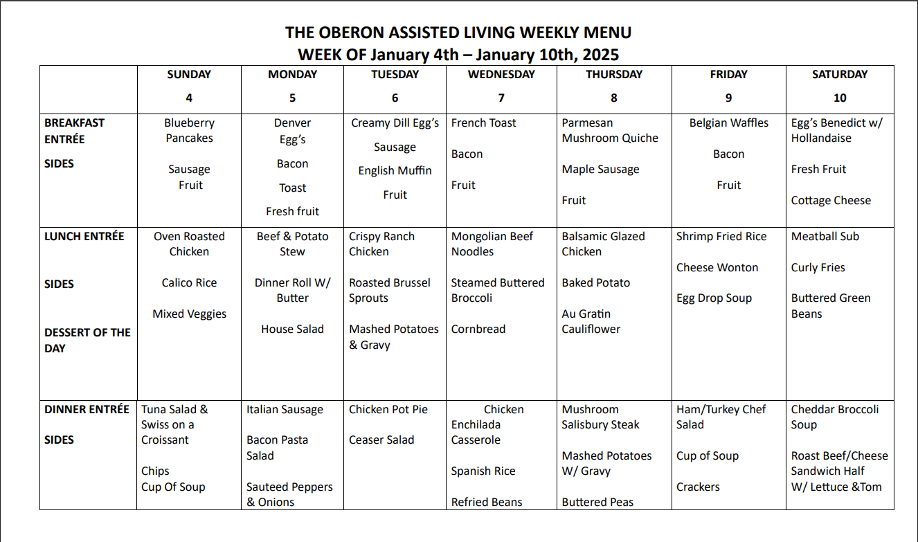 Week 3 Regular Menu
